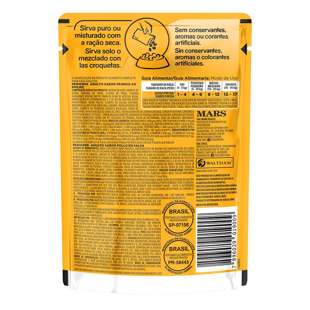 PEDIGREE® Sachê adulto sabor frango ao molho