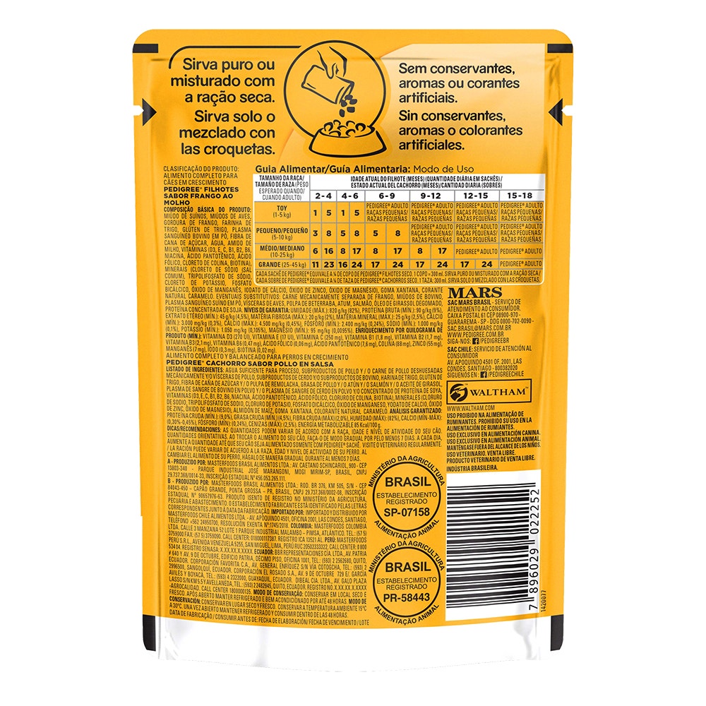 PEDIGREE® Sachê filhote sabor frango ao molho