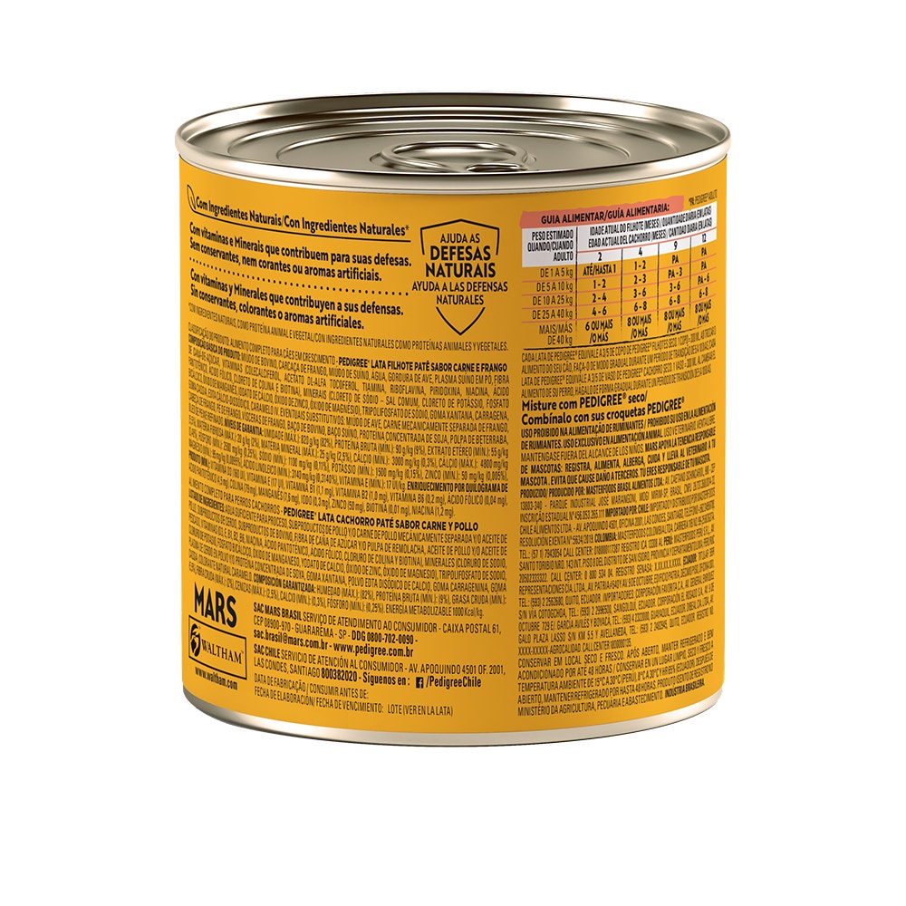 PEDIGREE® Lata filhote sabor carne e frango patê
