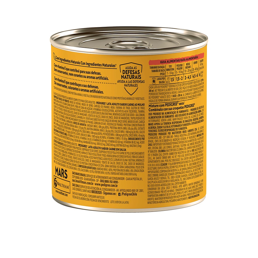 PEDIGREE® Lata adulto sabor carne ao molho