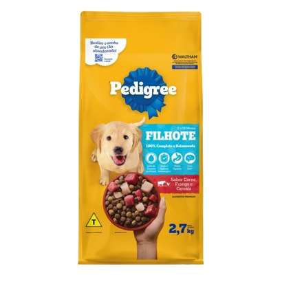 PEDIGREE® Ração Seca Filhote Sabor Carne, Frango e Cereais